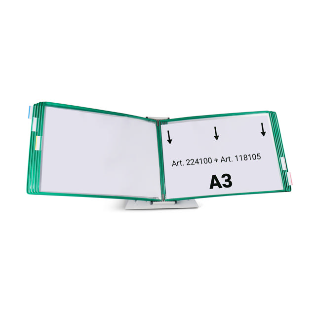 Mounted Empty Tarifold Metal Desk Display Unit, A4, with Side Stops, for 10 Pockets