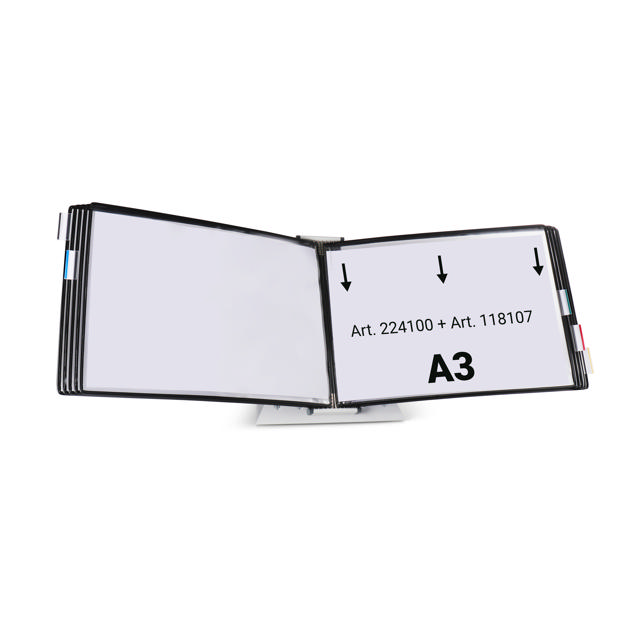 Mounted Empty Tarifold Metal Desk Display Unit, A4, with Side Stops, for 10 Pockets