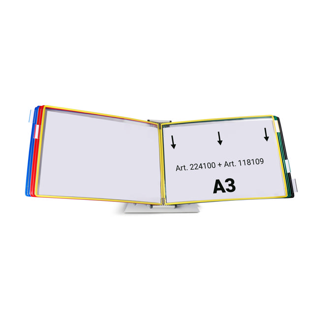 Mounted Empty Tarifold Metal Desk Display Unit, A4, with Side Stops, for 10 Pockets