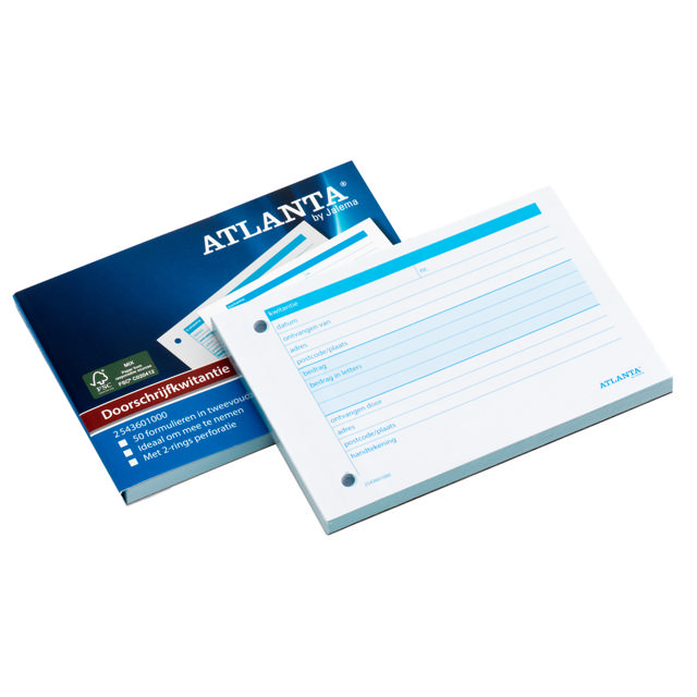 Atlanta Receipt Book, with Carbon Copy, A6, NL Text, FSC®