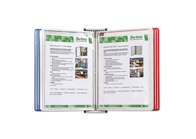 Tarifold Metal Wall Document Display System, A4, 10 Pockets, FR/UK/NL/CZ Colours