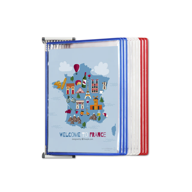 Tarifold Metal Wall Document Display System, A4, 10 Pockets, FR/UK/NL/CZ Colours