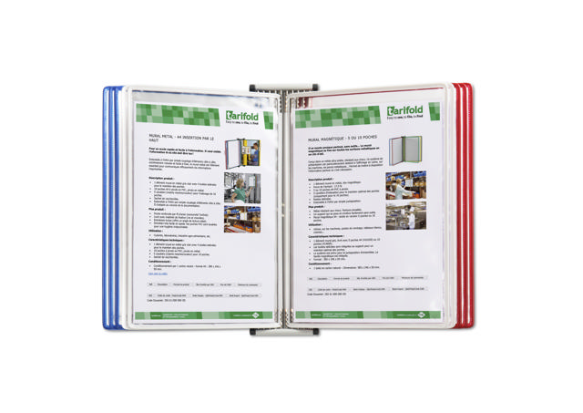 Tarifold Metal Wall Document Display System, A4, 10 Pockets, FR/UK/NL/CZ Colours
