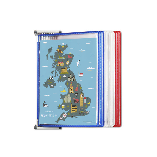 Tarifold Metal Wall Document Display System, A4, 10 Pockets, FR/UK/NL/CZ Colours