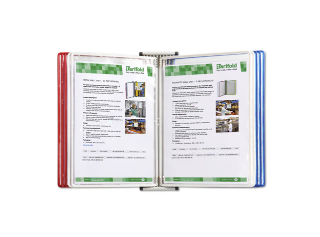 Tarifold Metal Wall Document Display System, A4, 10 Pockets, FR/UK/NL/CZ Colours