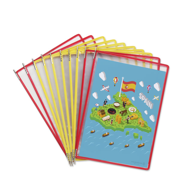 Tarifold Metal Wall Document Display System, A4, 10 Pockets, Spain Colours