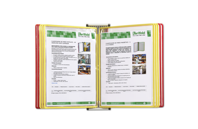 Tarifold Metal Wall Document Display System, A4, 10 Pockets, Spain Colours