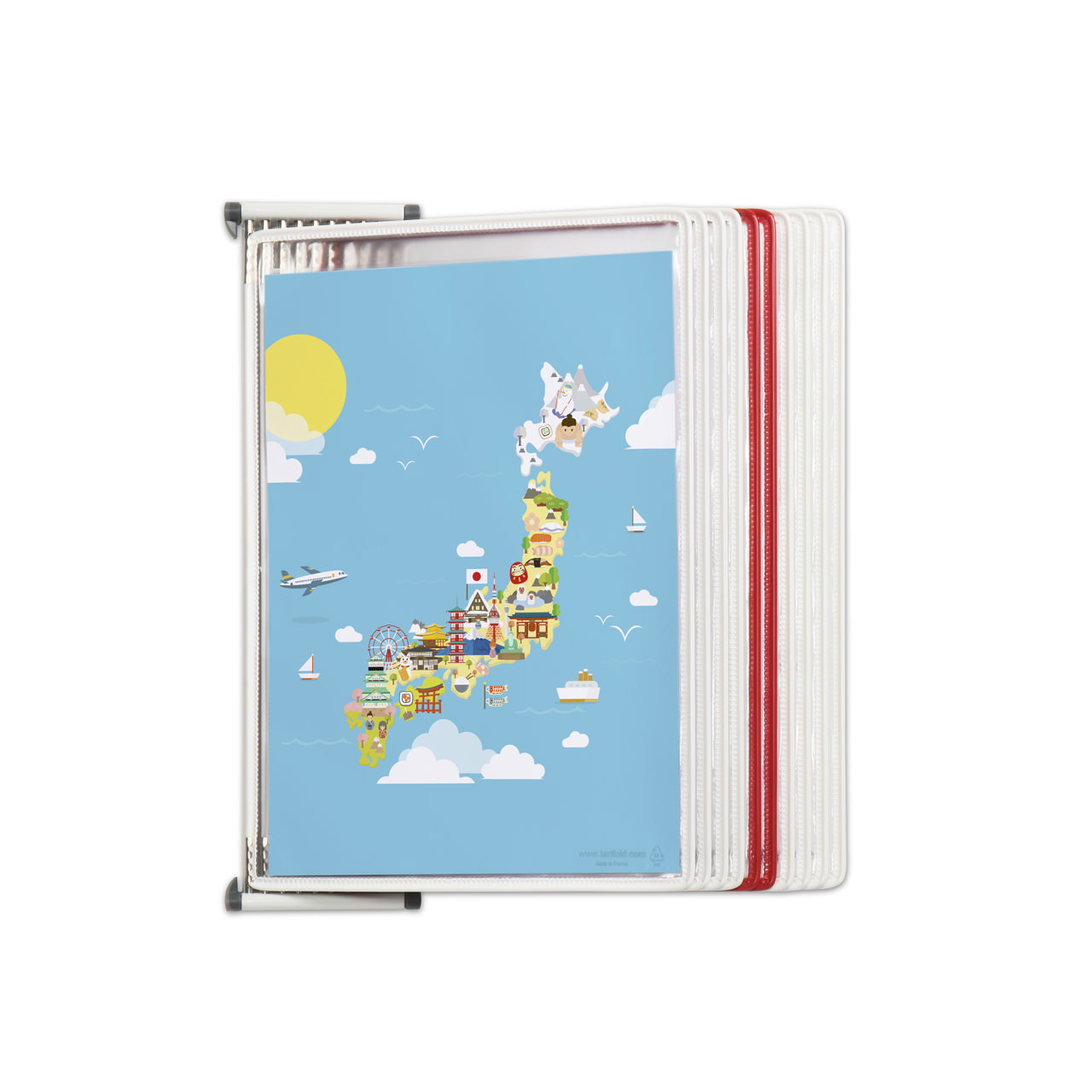 Tarifold Metal Wall Document Display System, A4, 10 Pockets, Japan Colours