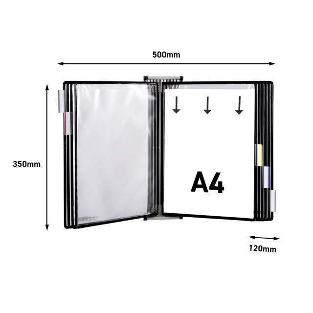 Tarifold Metal Wall Document Display System, A4, 10 Pockets