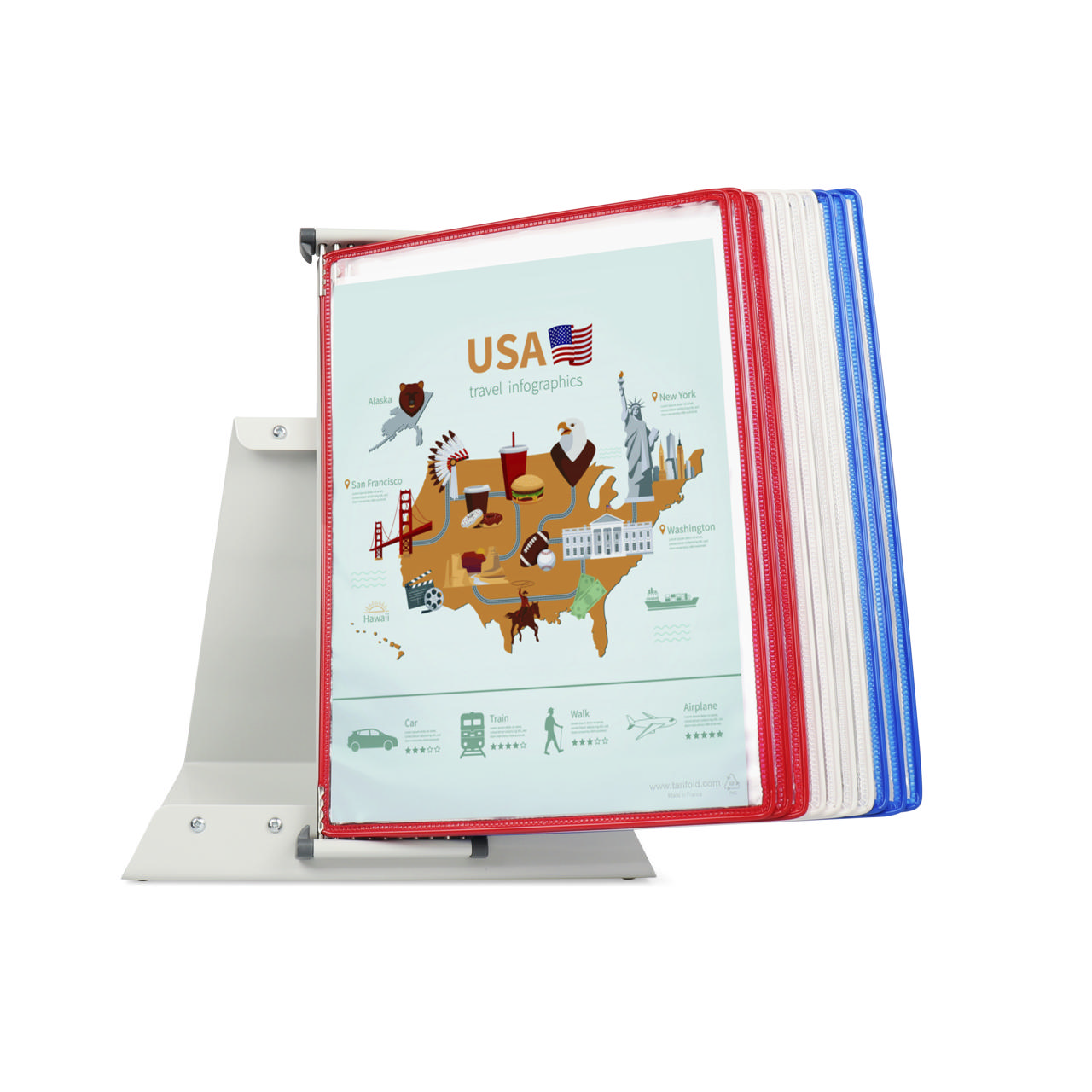 Tarifold Metal Desk Document Display System, A4, 10 Pockets, USA Colours
