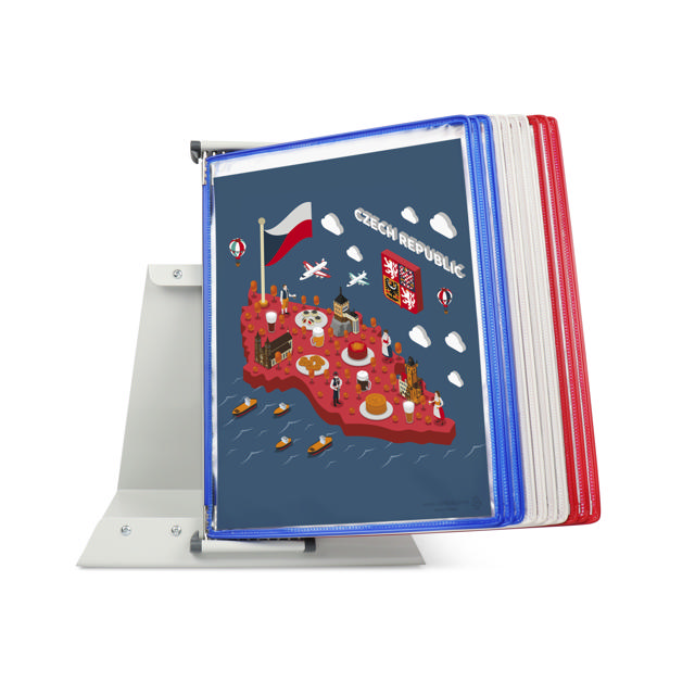 Tarifold Metal Desk Document Display System, A4, 10 Pockets, FR/UK/NL/CZ Colours