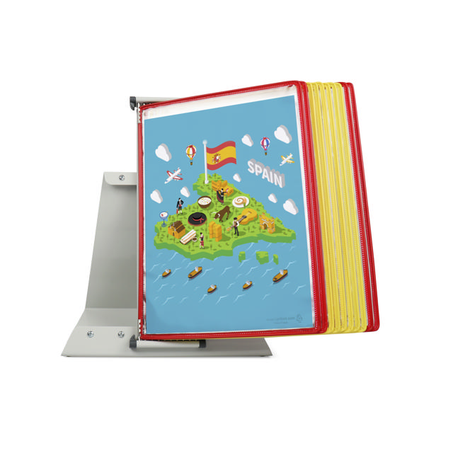 Tarifold Metal Desk Document Display System, A4, 10 Pockets, Spain Colours