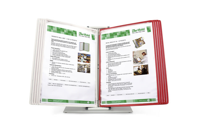 Tarifold Metal Desk Document Display System, A4, 10 Pockets, Poland Colours