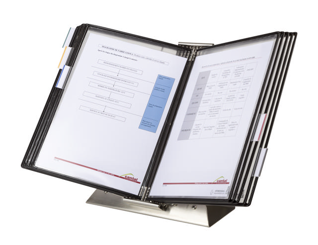 Tarifold Antimicrobial Stainless Steel Desk Document Display System, A4, 10 Pockets