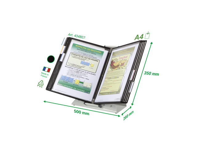 Tarifold Antimicrobial Stainless Steel Desk Document Display System, A4, 10 Pockets