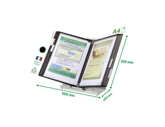 Tarifold Antimicrobial Stainless Steel Desk Document Display System, A4, 10 Pockets