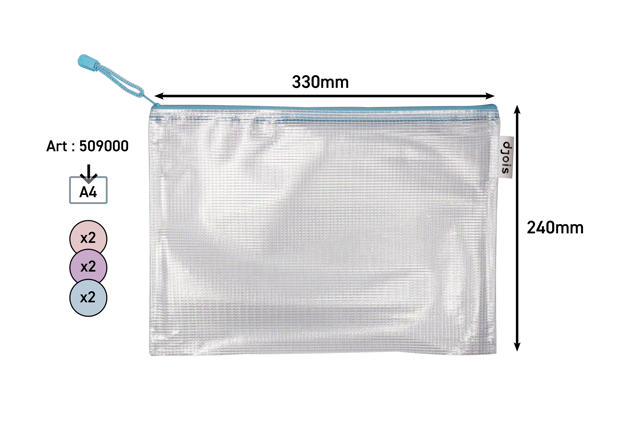 Pastel Zipper Storage Bag, A4