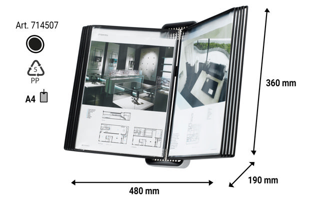Tarifold Veo Wall Document Display System, A4, 10 PP Pockets