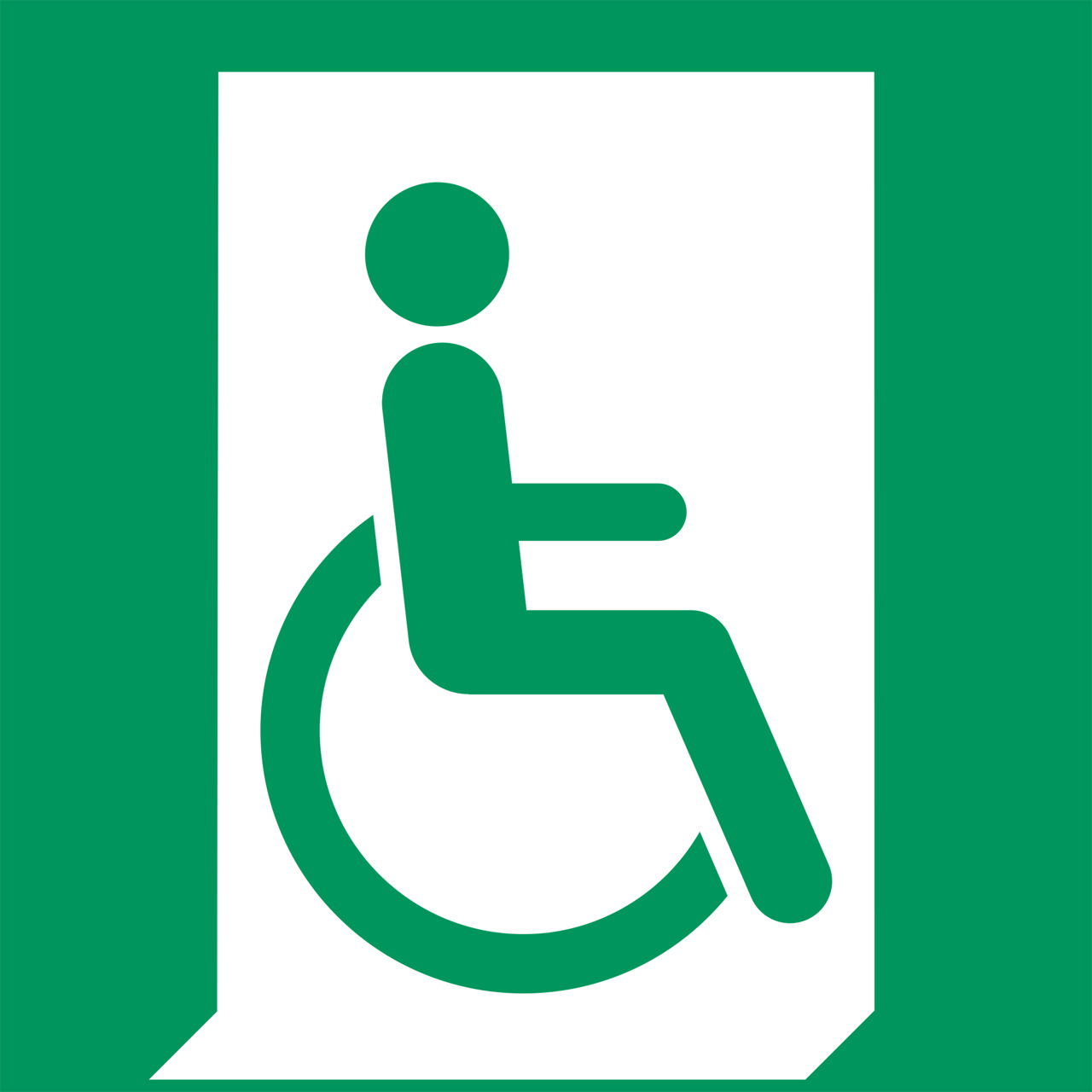 Safety Sign Emergency exit for people unable to walk or with walking impairment, Right, 150 x 150 mm