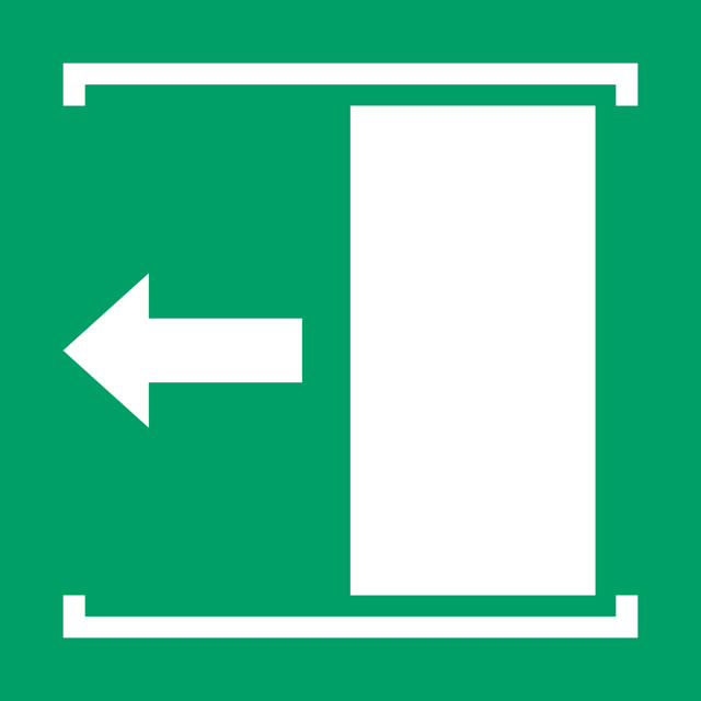 Safety Sign Door Slides Left to Open, 300 x 300 mm