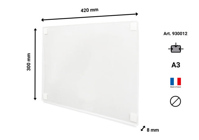 Self-adhesive Acrylic Sign Holder, Permanent, A3