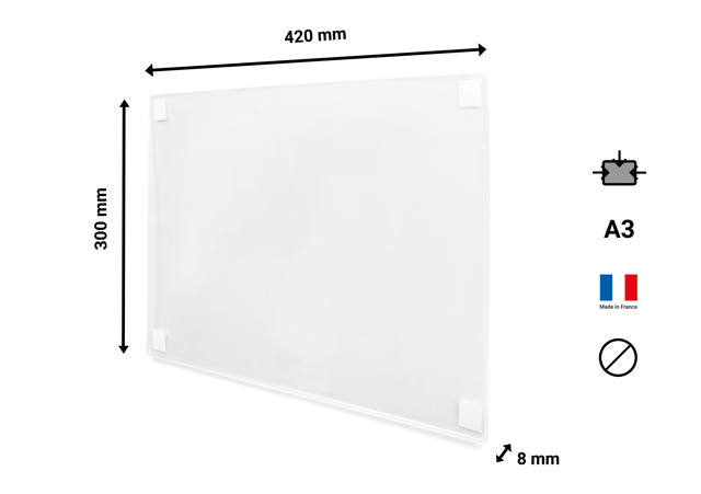 Self-adhesive Acrylic Sign Holder, Permanent, A3
