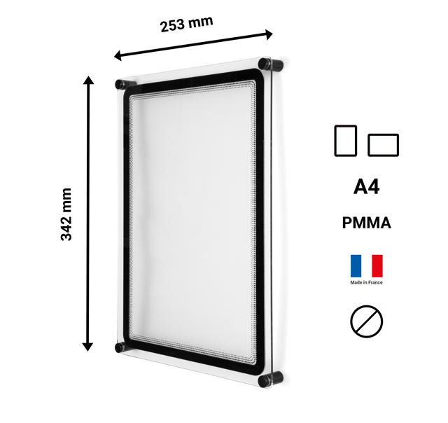 Acrylic Wall Sign Holder with A4 Magneto Frame Display Pocket