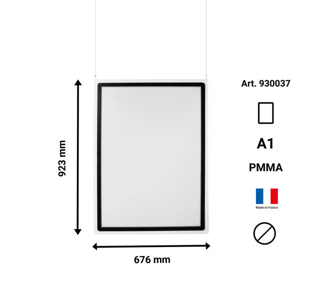 Hanging Acrylic Sign Holder with A1 Magneto Frame Display Pocket, Double-sided