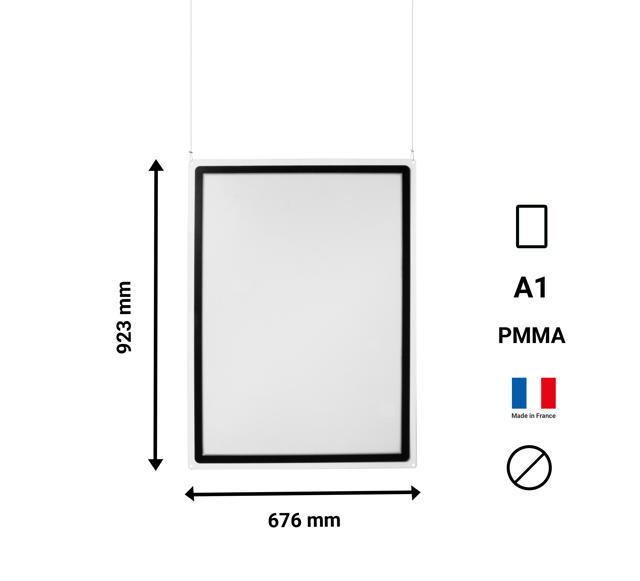 Hanging Acrylic Sign Holder with A1 Magneto Frame Display Pocket, Double-sided