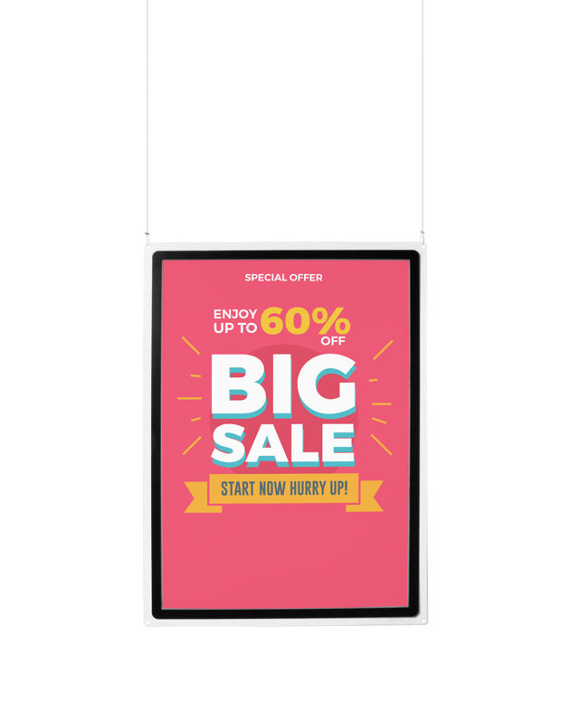 Hanging Acrylic Sign Holder with A1 Magneto Frame Display Pocket, Double-sided