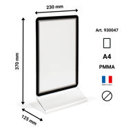 Acrylic Table Top Sign Holder with A4 Magneto Frame Display Pocket, Double-sided T-Shape