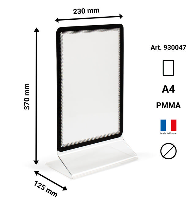 Acrylic Table Top Sign Holder with A4 Magneto Frame Display Pocket, Double-sided T-Shape