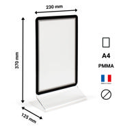 Acrylic Table Top Sign Holder with A4 Magneto Frame Display Pocket, Double-sided T-Shape