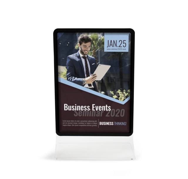 Acrylic Table Top Sign Holder with A4 Magneto Frame Display Pocket, Double-sided T-Shape
