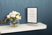 Acrylic Table Top Sign Holder with A4 Magneto Frame Display Pocket, Double-sided T-Shape