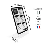 Acrylic Table Top Sign Holder with A4 Magneto Frame Display Pocket, Slanted L-Shape