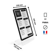 Acrylic Table Top Sign Holder with A4 Magneto Frame Display Pocket, Slanted L-Shape