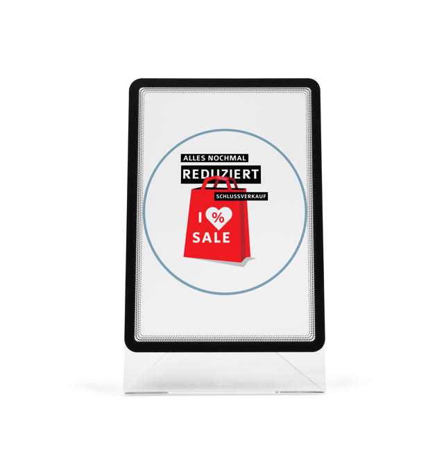 Acrylic Table Top Sign Holder with A4 Magneto Frame Display Pocket, Slanted L-Shape