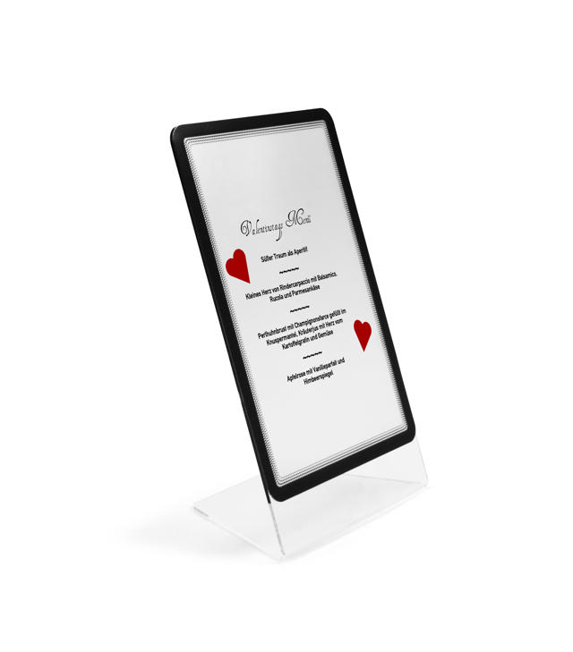 Acrylic Table Top Sign Holder with A4 Magneto Frame Display Pocket, Slanted L-Shape