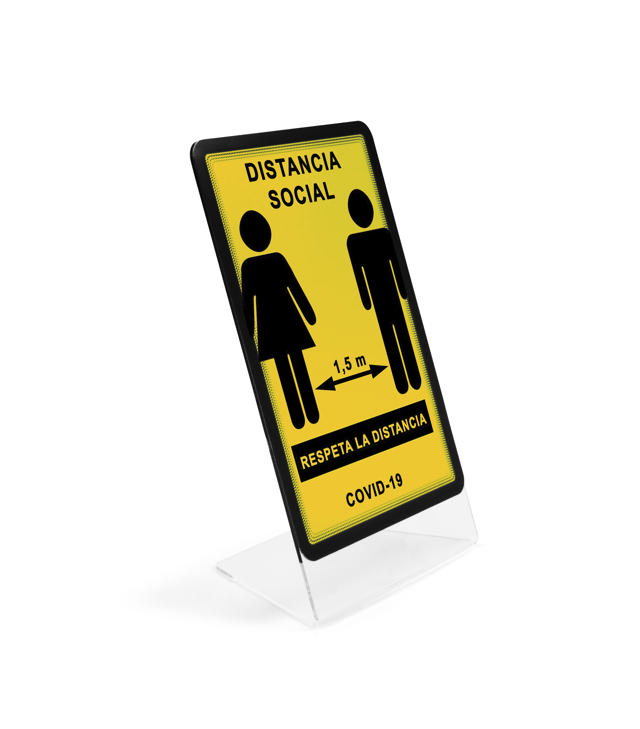 Acrylic Table Top Sign Holder with A4 Magneto Frame Display Pocket, Slanted L-Shape
