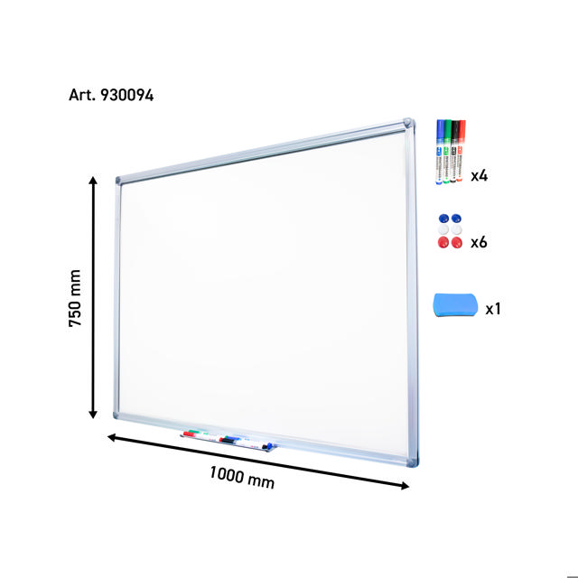 Magnetic Dry Erase Whiteboard, Starter Kit, 100 x 75 cm