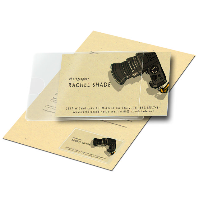 Self-adhesive Business Card Pocket, Permanent, 95 x 60 mm, Short Side Opening