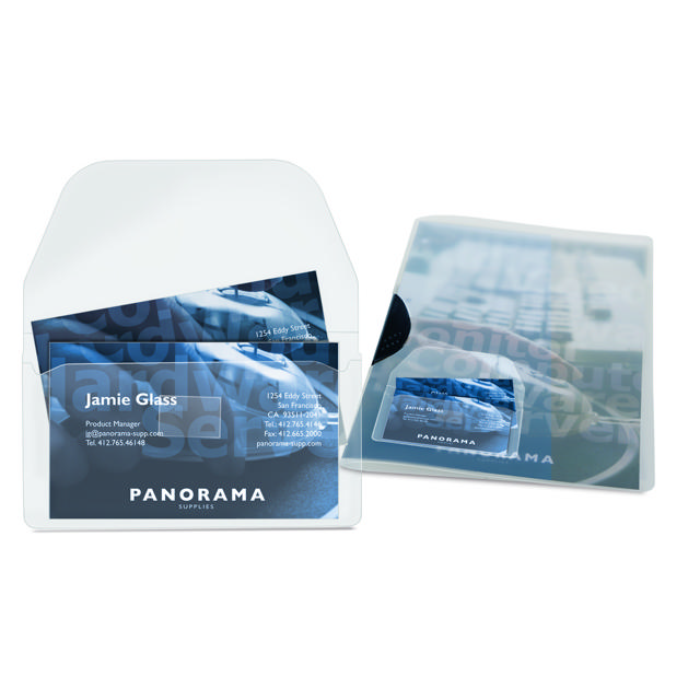 Self-adhesive Business Card Pocket, with Flap, permanent, 105 x 60 mm