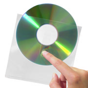 Self-adhesive CD/DVD Pocket, with Fingerhole, Permanent
