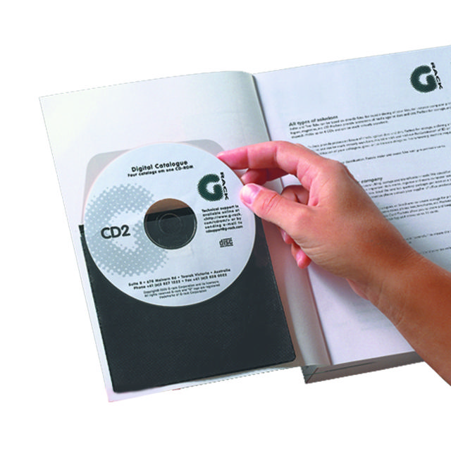 Self-adhesive CD/DVD Pocket, with Protective Inlay, Pemanent