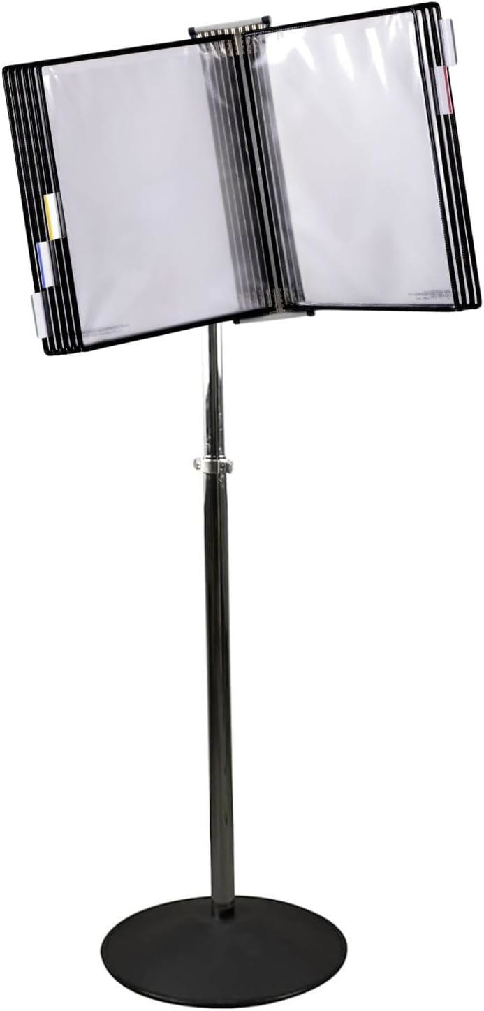 Tarifold Floor Document Display Stand, 10 Black Pockets, Letter-Size