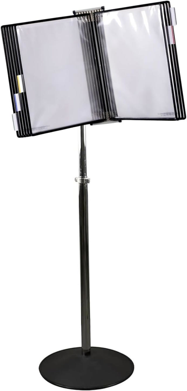 Tarifold Floor Document Display Stand, 10 Black Pockets, Letter-Size