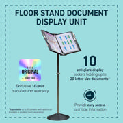Tarifold Floor Document Display Stand, 10 Black Pockets, Letter-Size
