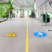 Self-adhesive safety pictogram, Use pedestrian walkway