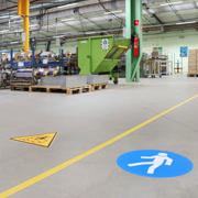 Self-adhesive safety pictogram, Use pedestrian walkway
